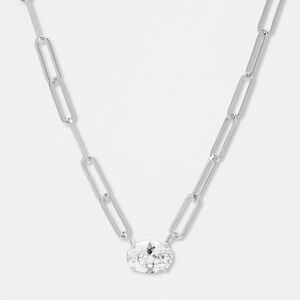 Melinda Maria Hello Gorgeous Samantha Chain Necklace Silver|White Diamondettes